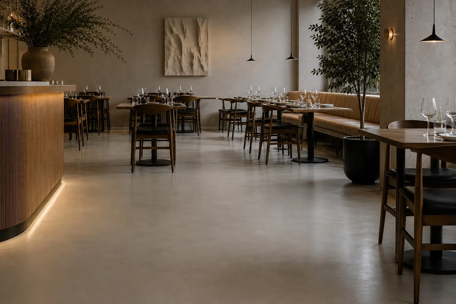 polyurethan gulv i en restaurant